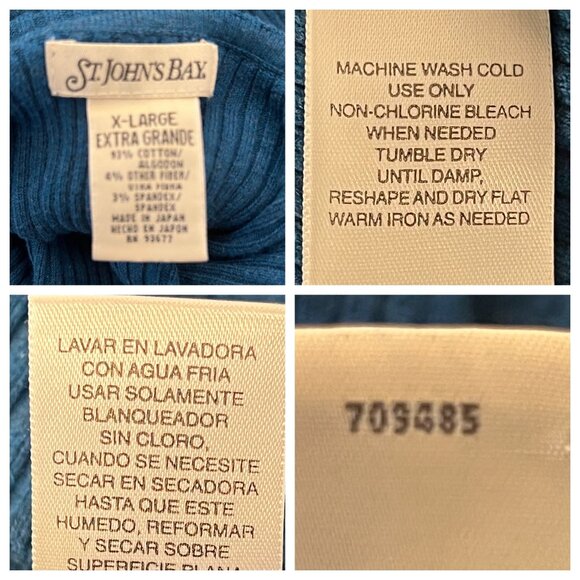 St. Johns Bay Women Classic Blue Ribbed Turtleneck Sweater X-Large Cotton Blend - Picture 12 of 16
